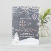 Flocon de neige d'hiver première invitation annive (Debout devant)