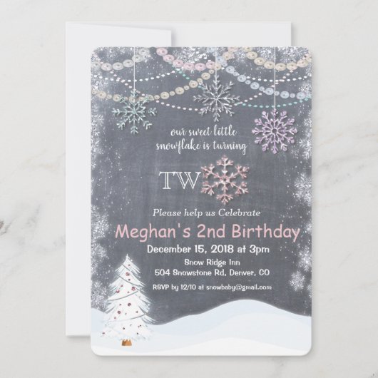 Flocon de neige d'hiver Première invitation de 2e  (Devant)