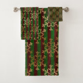 Flocon de neige doré Rouge Vert rayure Noël (En situation)