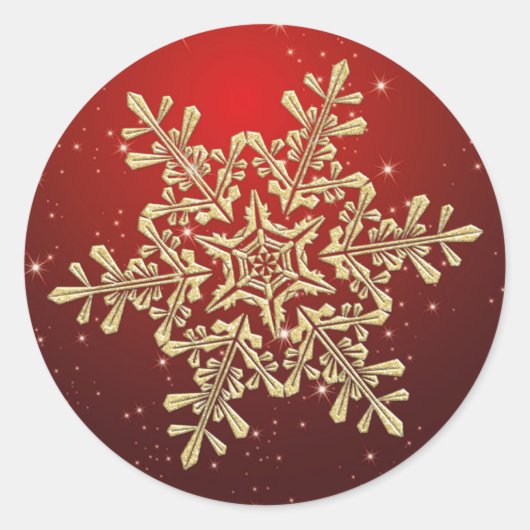 Flocon de neige doré sur un autocollant de Noël ro (Devant)