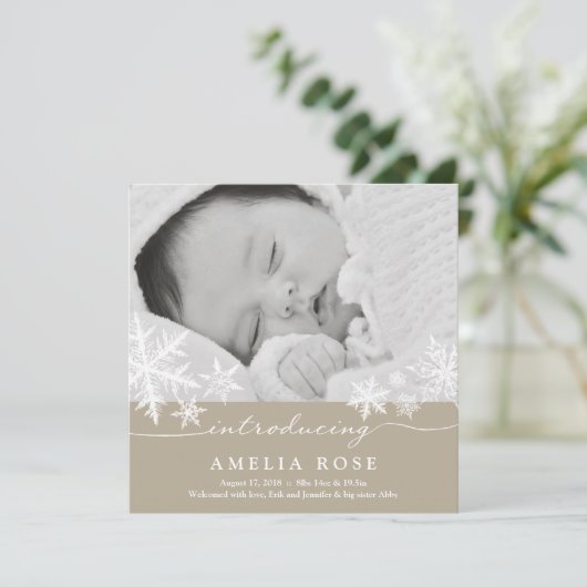 Flocon de neige doux | Faire-part bébé (Debout devant)