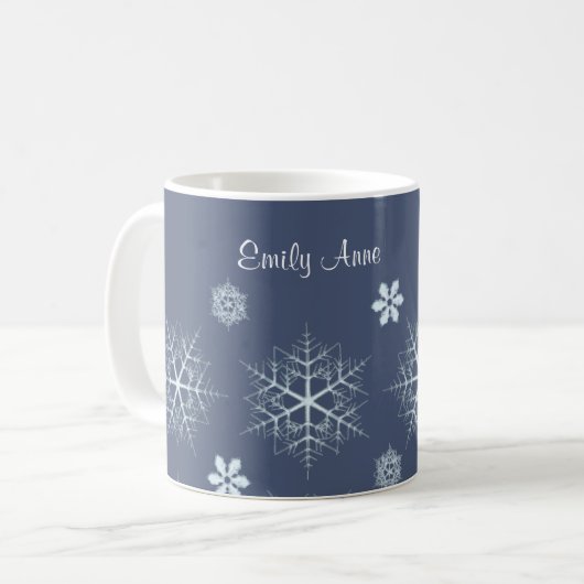 Flocon de neige éditable Tasse à café éditable (Devant gauche)