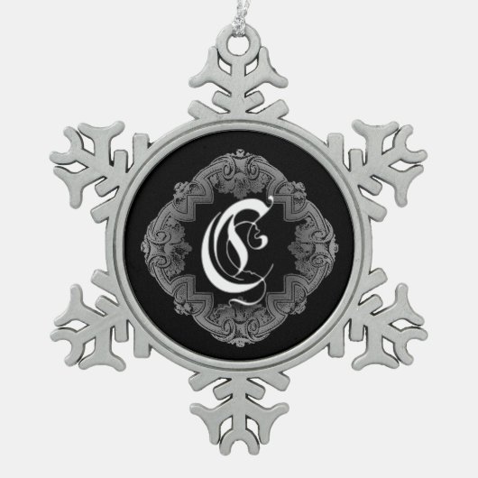 Flocon De Neige Élégant Goth Initial C Snowflake Ornement (Devant)