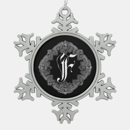 Flocon De Neige Élégant Goth Initial F Snowflake Ornement (Devant)