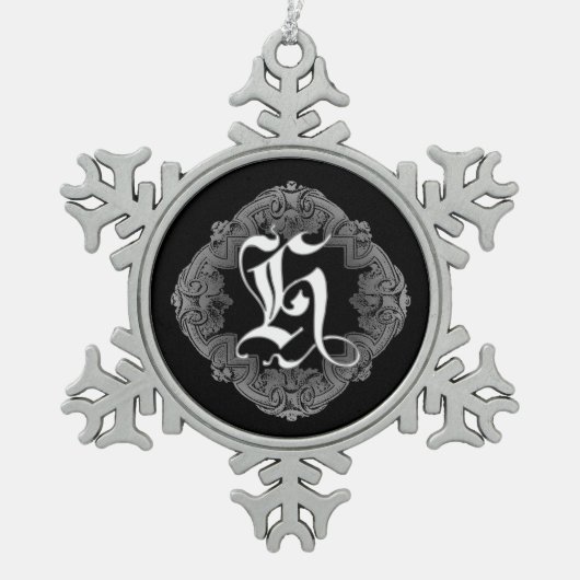 Flocon De Neige Élégant Goth Initial H Snowflake Ornement (Devant)