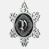 Flocon De Neige Élégant Goth Initial P Snowflake Ornement (Vue impression)