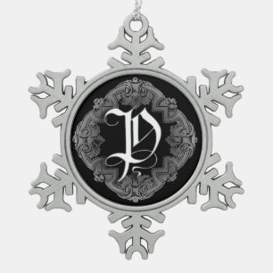 Flocon De Neige Élégant Goth Initial P Snowflake Ornement