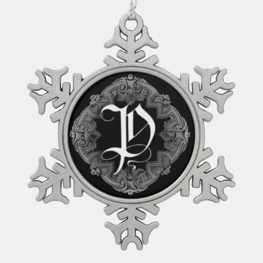 Flocon De Neige Élégant Goth Initial P Snowflake Ornement (Devant)