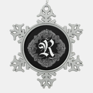 Flocon De Neige Élégant Goth Initial R Snowflake Ornement