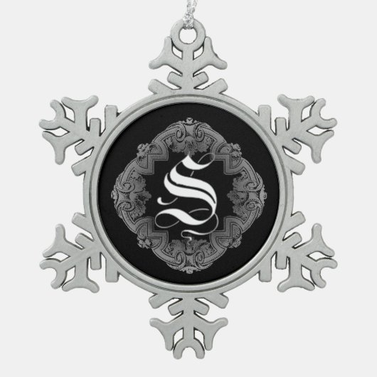 Flocon De Neige Élégant Goth Initial S Snowflake Ornement (Devant)