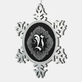 Flocon De Neige Élégant Goth Initial V Snowflake Ornement (Vue impression)