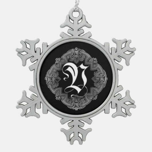Flocon De Neige Élégant Goth Initial V Snowflake Ornement (Devant)