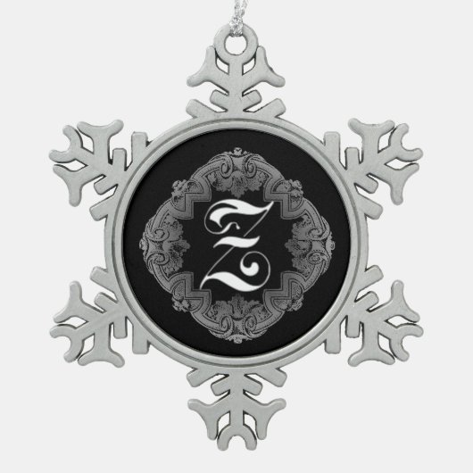 Flocon De Neige Élégant Goth Initial Z Snowflake Ornement (Devant)