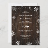 Flocon de neige en bois rustique Invitations de ma (Devant)