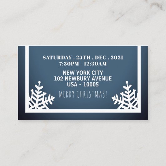 Flocon de neige en cristal, Invitation de billet d (Dos)