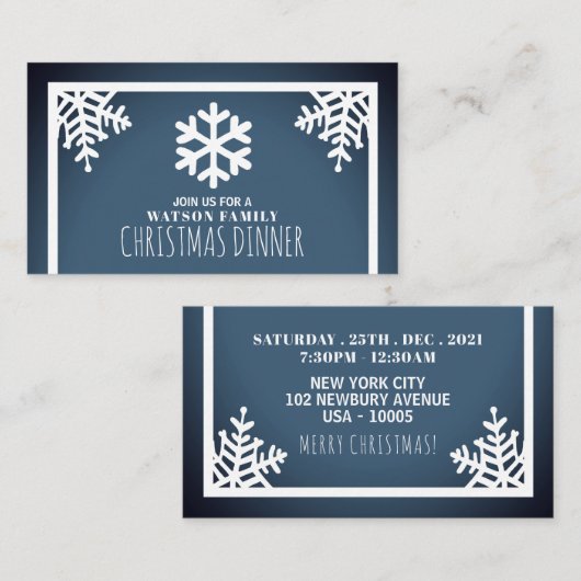 Flocon de neige en cristal, Invitation de billet d (Devant / Derrière)