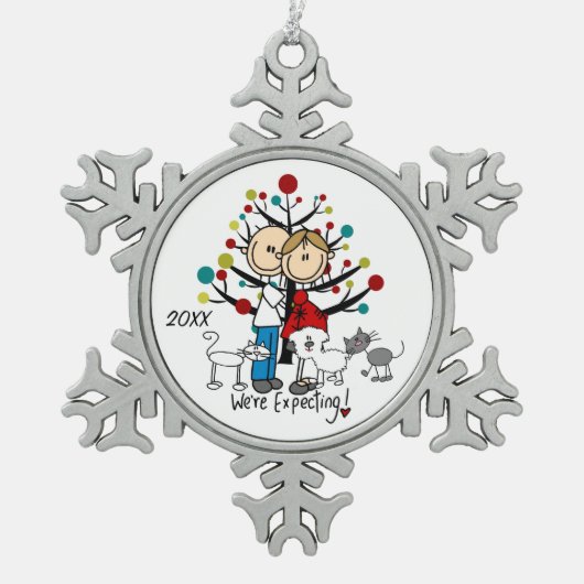 Flocon De Neige Expectant Couple 2 Chats Dog Snowflake Ornement (Devant)