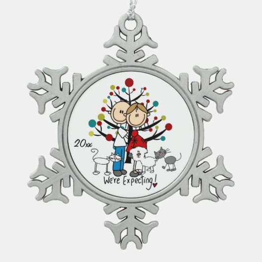 Flocon De Neige Expectant Couple 2 Chats Dog Snowflake Ornement (Devant)