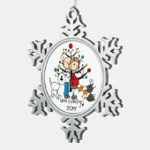 Flocon De Neige Expectant Couple 2 Chats Dog Snowflake Ornement (Vue impression)