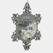 Flocon De Neige Fleurs blanches rustiques Ornement Customisé (Gauche)