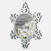 Flocon De Neige Fleurs blanches rustiques Ornement Customisé (Vue impression)