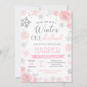 Flocon de neige hiver 1er anniversaire Invitations