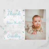 Flocon de neige Hiver 1er anniversaire Merci carte (Recto)