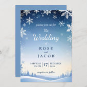 Flocon de neige Invitation de mariage hivernal (Devant / Derrière)