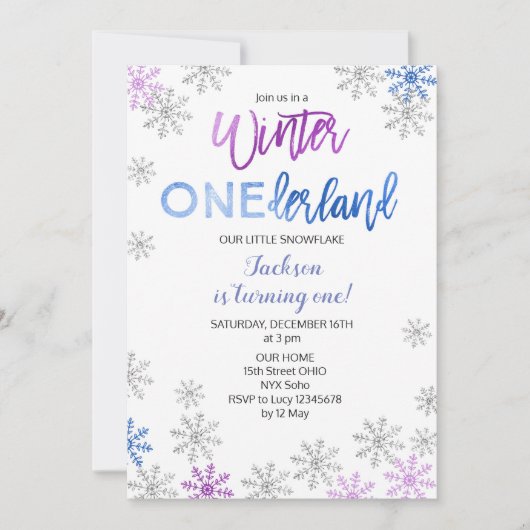 Flocon de neige Invitation d'hiver Onederland (Devant)