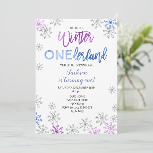 Flocon de neige Invitation d'hiver Onederland (Debout devant)