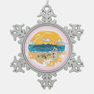 Flocon De Neige "J'aime ma vie", surf-fille ornement