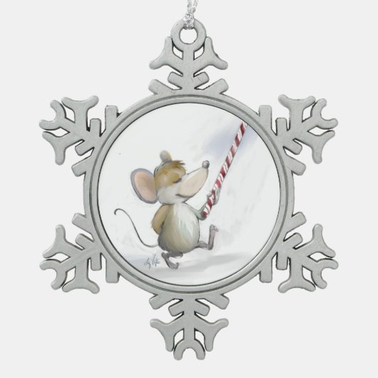 Flocon De Neige Joyeux Mouse Moe Pewer Snowflake Ornement (Devant)