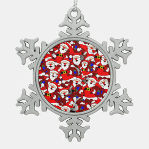 Flocon De Neige joyeux ornement en étain père Noël