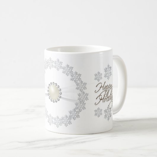 Flocon de neige Joyeux vacances Mug (Devant droit)