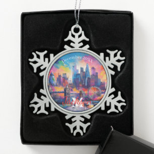 Flocon De Neige Londres Skyline Snowflake Pewter Noël ornement