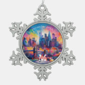 Flocon De Neige Londres Skyline Snowflake Pewter Noël ornement (Devant)