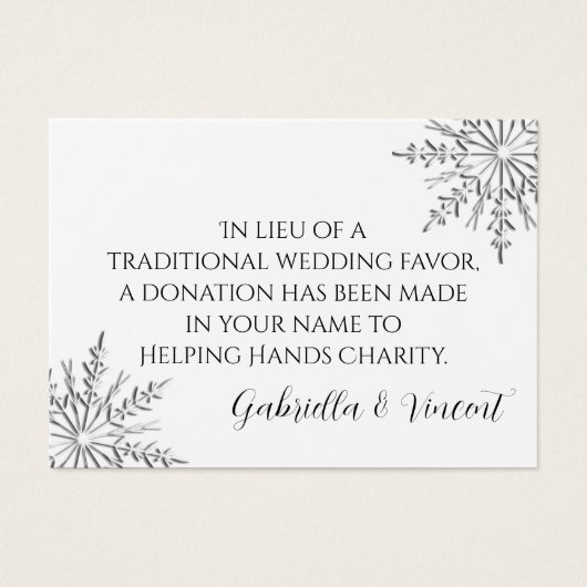 Flocon de neige Mariage d'hiver Charity Favoriser  (Devant)