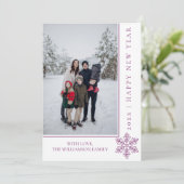 Flocon de neige moderne Carte photo du Nouvel An | (Debout devant)