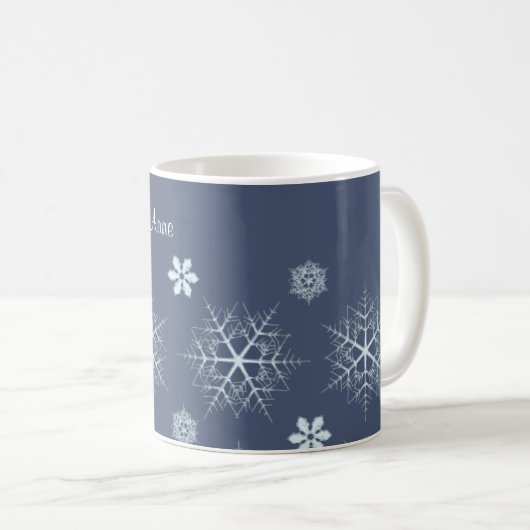 Flocon de neige modifiable Mug de café modifiable (Devant droit)