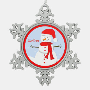 Flocon De Neige Monogramme personnalisé Snowman Snowflake Ornement