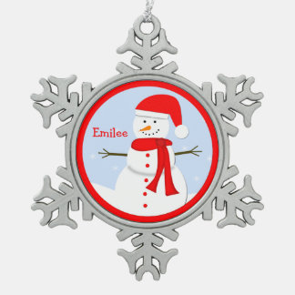 Flocon De Neige Monogramme personnalisé Snowman Snowflake Ornement