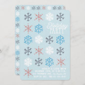 Flocon de neige Motif Hiver Bleu Fête Invitation (Devant / Derrière)