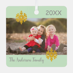 Flocon de neige Noël Famille Photo Ornement en mét