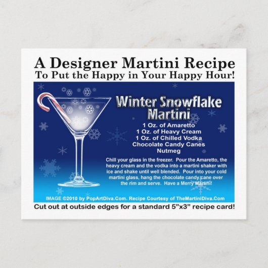 Flocon de neige - Noël Martini Recette Carte posta (Devant)
