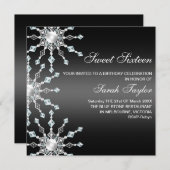 Flocon de neige noir et blanc Shimmer Invitation d (Devant / Derrière)