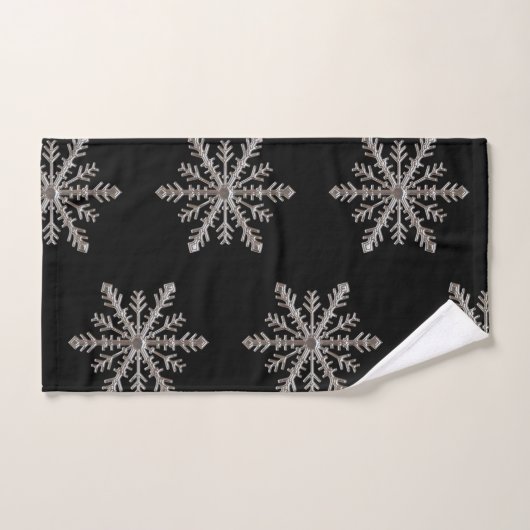 Flocon de neige noir Matte (Serviette à main)