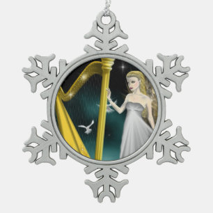 Flocon De Neige Ornement d'ange d'argent et d'or