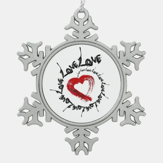 Flocon De Neige Ornement des Coeurs d'amour (Devant)