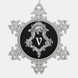 Flocon De Neige Ornement initial monogramme V