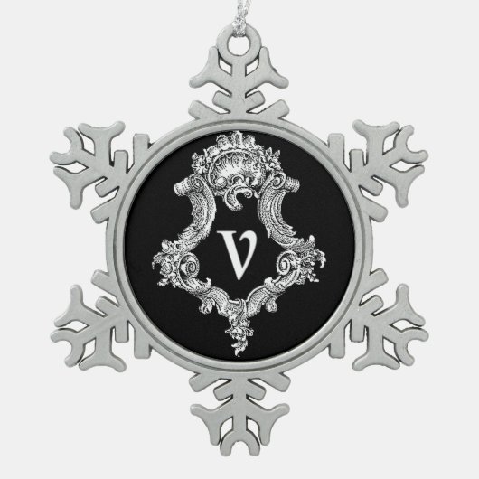 Flocon De Neige Ornement initial monogramme V (Devant)